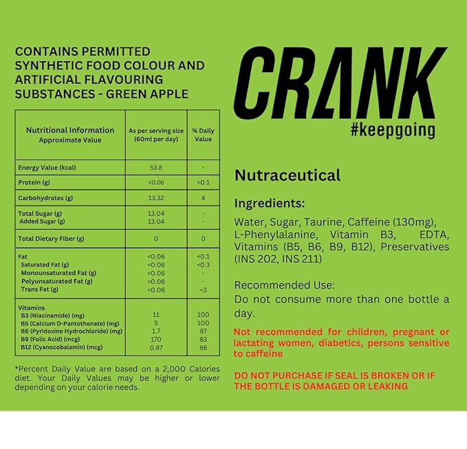 Crank Energy Shot - Green Apple